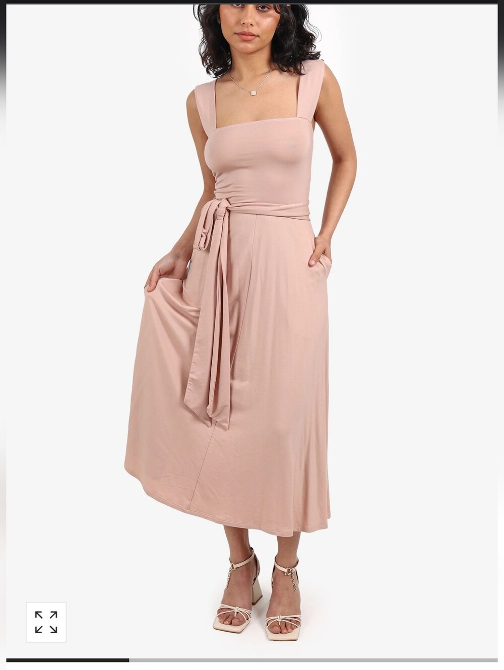New Reformation Jeans Helina Blush Pink Tie-Waist Maxi Dress In Medium